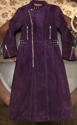 Ralph Lauren Womens Quilted Moto Collection Leather COAT Royal Purple Sz Medium - Image 1 of 4