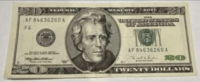 1996 United States $20 Dollar Federal Reserve Note Jackson Mint Crisp Not Folded - Image 1 of 3