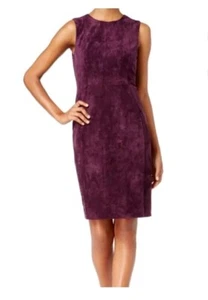Calvin Klein Faux Suede Sleeveless Sheath Dress Royal Purple Size 6 - Picture 1 of 9
