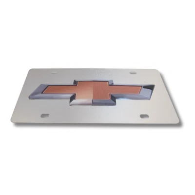 Chevrolet 3D Dorado Pajarita Emblema Espejo Cromo Placa Licencia Oficial Foto 1 de 3