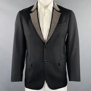 ALEXANDER MCQUEEN Size 42 Black Studded Wool Mohair Sport Coat - Picture 1 of 10