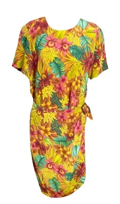 Vintage Liz Claiborne Tropical Floral Wrap Silk Dress Cruise Resort Boho Size 16 - Image 1 of 4