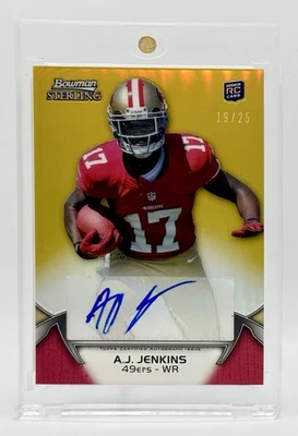 2012 Bowman Sterling Gold Refractor #71 A.J. Jenkins RC Auto 19/25 49ers - Image 1 of 2