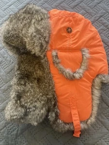 MAD BOMBER HUNTING ORANGE SUPPLEX HAT SIZE L WITH RABBIT FUR - Picture 1 of 5