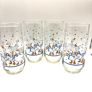 Vasos vintage con estampado de pato - Juego de 4 - Colección EE. UU. - Vasos cinta azul - Imagen 1 de 9