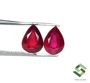 8x6 mm Natural Ruby Pear Cut Pair 3.88 CTS Mozambique Loose Gemstones GF - Picture 1 of 8