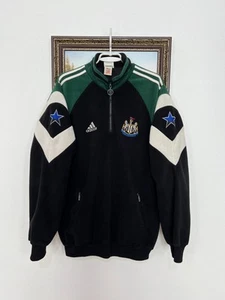 Vintage 90's Adidas Newcastle United Football Sweatshirt Fleece Jacket Size L - Picture 1 of 16