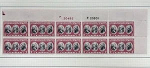 Scott #703, 2c Yorktown, Plate block of 10, Top, #s 20601(B)/20485(R), HR - Picture 1 of 1