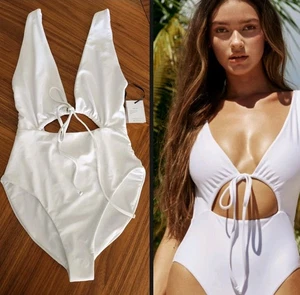 Traje de baño de una pieza Jade Swim Luxe Cava corte/corte blanco talla grande nuevo con etiquetas $198 - Imagen 1 de 6