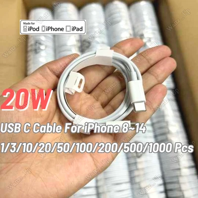 USB C PD Fast Charger Cable For iPhone 8/X/XR/11/12/13/14 Type C Data Cord Lot - Image 1 of 4