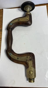 Antique Moulson Brothers Sheffield England Wood Brass Woodworking Bit Brace Tool - Picture 1 of 11
