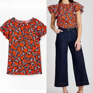 Kate Spade Spring Flight Butterfly NWOT top flutter sleeve Size M $198 - Picture 1 of 11