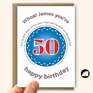 Funny personalised 50th Birthday Card for her for him, edit name 50 bday card - Imagen 1 de 10