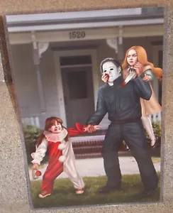 Michael Myers vs Megan Glossy Art Print 11 x 17 In Hard Plastic Sleeve - Picture 1 of 2