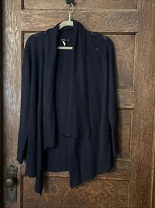 Apt 9 100% Cashmere Navy Blue Open Knit Front Cardigan Sweater Size S - Picture 1 of 10