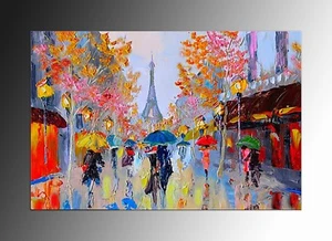 QUADRO MODERNO PARIGI OLIO SU TELA SUNSET REALIZZATO A MANO DIPINTO cm 100x65 - Foto 1 di 3