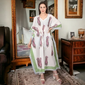 Long Kaftan Women dress-Hippy-Boho-Maxi-Plus-Size-Caftan-Tunic-Dress-Beachwear - Picture 1 of 7
