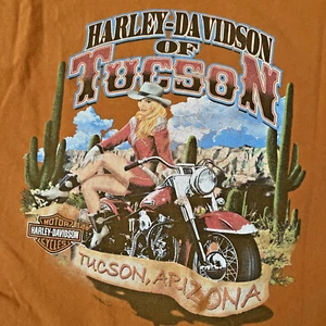 Camicia arancione double face biker vintage Y2K Harley Davidson Of Tucson Arizona 2XL - Foto 1 di 10