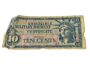 Military Payment Certificate 1961-1964 Ten Cent 10 Statue Liberty Ephemera b BC1 - Picture 1 of 3