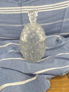 Vintage Clear Cut Glass Pineapple Covered Candy Dish - Picture 1 of 9