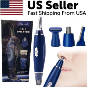 3-in-1 NEW Nose Ear Face Neck Eyebrow Hair Mustache Beard Trimmer Shaver Clipper - Picture 1 of 16