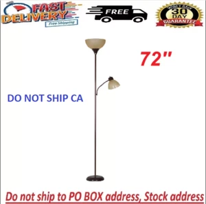 72'' Brown Combo Floor Lamp With Reading Lamp Modern Design - Picture 1 of 12