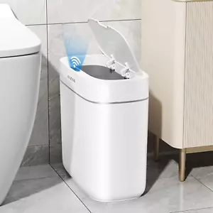 Automatic Bathroom Trash Can with Lid 3.5 Gallon Smart Touchless Garbage for Bin - Picture 1 of 1