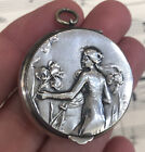 Rare Antique French Art Nouveau Silver Plated Pill Box Signed Dropsy c1920