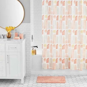 Mainstays 17-Piece Geometric Print Polyester/Ceramic Shower Curtain New style - Picture 1 of 9
