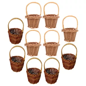 10 Pcs Baskets with Handles Mini Woven Storage Flower For Favors Small - Picture 1 of 12