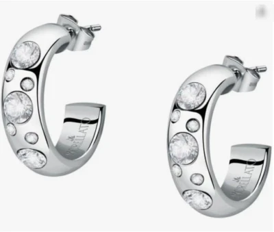 Orecchini Morellato Donna Acciaio Cerchi Silver Cristalli Bianchi _SAUZ20 - Immagine 1 di 4