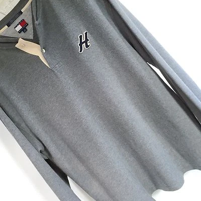 Tommy Hilfiger Mens Letterman Henley Shirt 90's Color Block Flag Size XL Foto 1 de 4