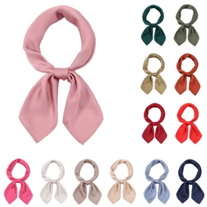 Plain 70cm Satin Bandana Square Scarf Women Neckerchief Headband Neck Hair Band - Picture 1 of 43