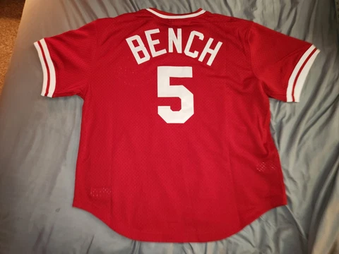 JOHNNY BENCH #5 CINCY REDS Mitchell & Ness Batting Practice Jersey XL/48 NWT Cover