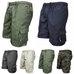 Herren Cargo Combat elastische Taillengröße schlichte leichte Herrenshorts - Bild 1 von 33
