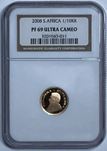 2008 Sudafrica 1/10 oz oro Krugerrand, NGC PF 69 ultra cameo - Foto 1 di 7