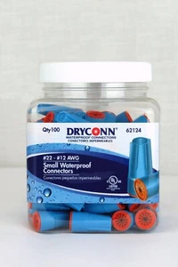DRYCONN 62124 Small Waterproof Twist-On Connectors Qty 100 Aqua/Org New Sealed - Picture 1 of 3