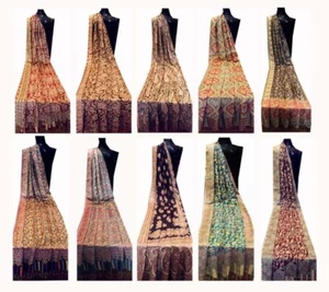 SET OF 10 - WHOLESALE LOT- STUNNING JMVR SILK PASHMINA SHAWL WRAP THROW SCARF - Picture 1 of 9