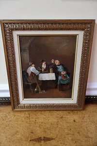 Escena de bar alemana del siglo XIX titulada The Good Old Monk firmada por Theo Kramer 1883 - Imagen 1 de 10