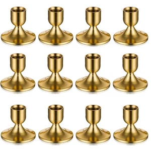 Romadedi Gold Candlestick Candle Holders for Taper, 12 PCS Gold Brass Color C... - Picture 1 of 6