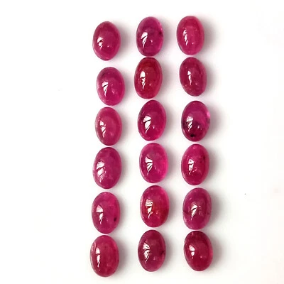 6X4 mm Oval Natural Ruby Cabochon Unheated Calibrated Loose Gemstone 18 Pieces - Image 1 of 4