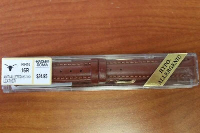 Correa de reloj hipoalergénica para hombre Hadley Roma 16 mm MS709 MS 709 marrón 16R NUEVO Foto 1 de 4