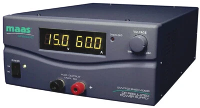 MAAS SPS-9600 Schaltnetzgerät 1-15V DC / 60 Ampere mit Digital-Instrument - Bild 1 von 3