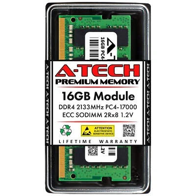 A-Tech 16GB PC4-17000 ECC SODIMM DDR4 2133 MHz ECC Unbuffered Server Memory RAM - Image 1 of 4