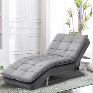 2-in-1 Convertible Chaise Longue Sleeper Sofa Bed Recliner Chair Daybed Lounger - Picture 1 of 21