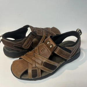 Thom McAnn Sandal Mens 12 Brown Leather Fisherman Slingback Shoe Closed Toe - Picture 1 of 16