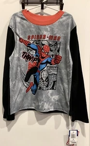 Lot Of (2) Spider Man & Super Mario Bro Pajama PJs Tops Boys Red Youth Size 10 - Picture 1 of 14