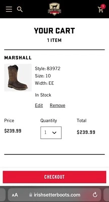 IRISH SETTER MEN’S 11-INCH WATERPROOF LEATHER SAFETY TOE PULL-ON BOOT SIZE 10 EE - Image 1 of 4