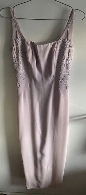 VTG Handmade Column Dress Lavender Built In Strapless Bra Rhinestone Detail S - Image 1 of 4