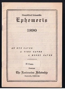 Simplified Scientific Ephemeris 1890 Rosicrucian Fellowship Book - Picture 1 of 1